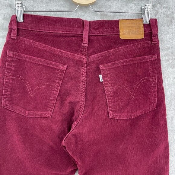 Levi's Premium Wedgie Straight Corduroy Raw Hem Crop Button Fly Jeans - Picture 7 of 16